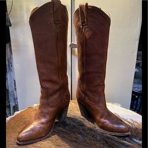 FRYE Cognac Leather Heeled Boots